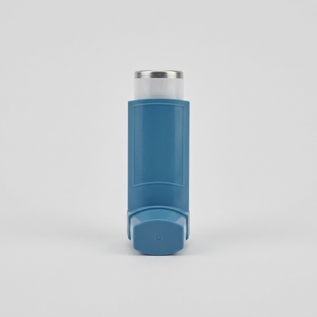 Ventolin salbutamol metered-dose reliever inhaler shown on a plain surface