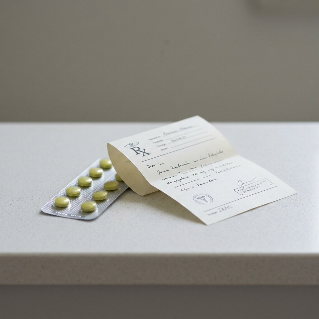 Comprimidos de doxiciclina 100 mg junto a una receta médica