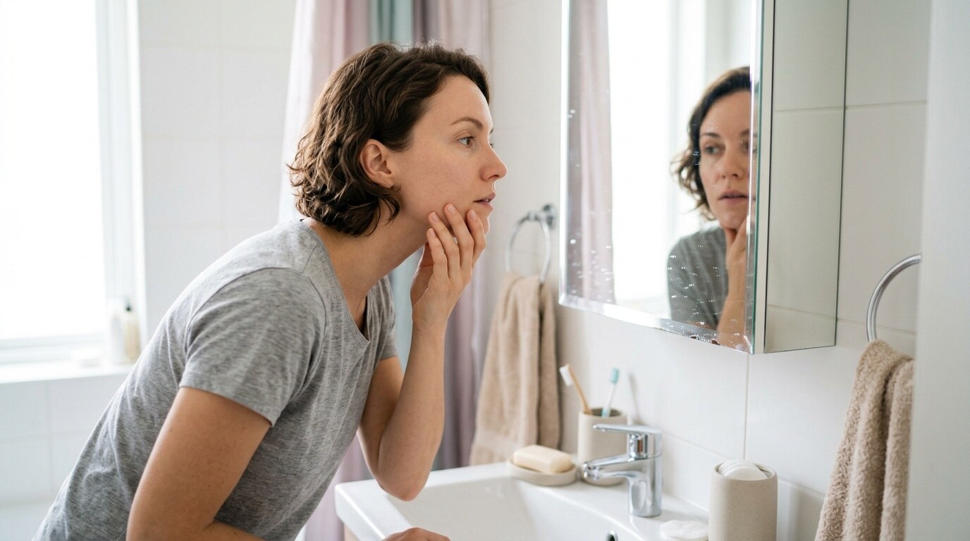 Adult reviewing acne treatment options before discussing doxycycline with a clinician