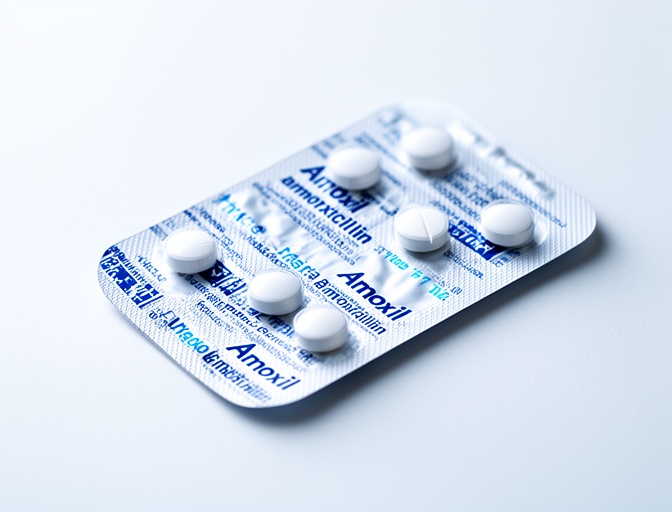 Medical illustration of Amoxil amoxicillin tablets used to treat a variety of bacterial infections in the respiratory tract, urinary tract, skin and stomach