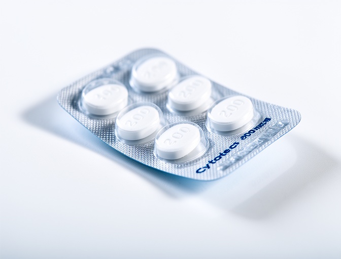 Blister pack of Cytotec 200 mcg tablets on a clean medical surface, illustrating an option to buy Cytotec online from a pharmacy