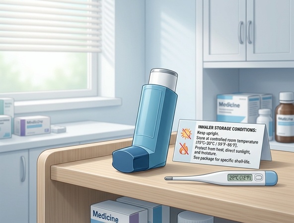 Proper storage of a pressurized inhaler at room temperature