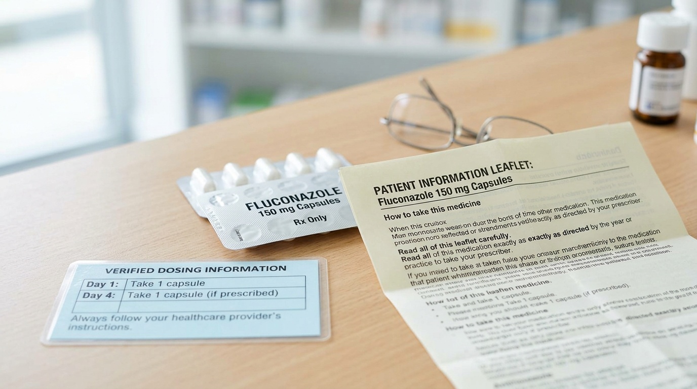 Oral antifungal medicine with patient leaflet and verified dosing information