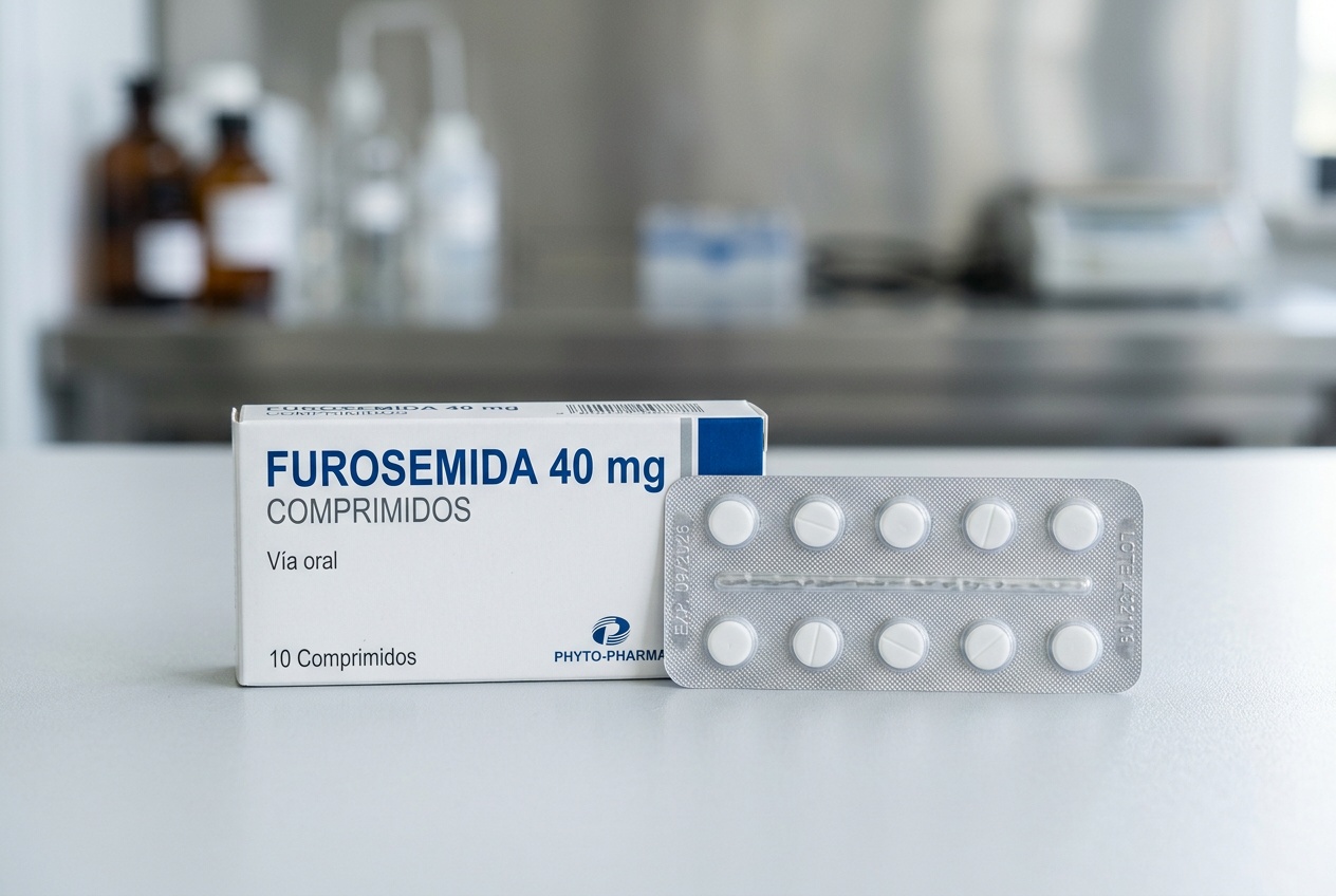 Comprimidos de Lasix de furosemida 40 mg junto a su envase